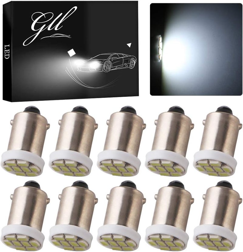 Grandview BA9 BA9S 53 57 1895 64111 White Car Vehicle BA9S White Super Bright LED Bulbs Used for Side Door Courtesy Lights Map Lights - Pack of 10 - Image 1